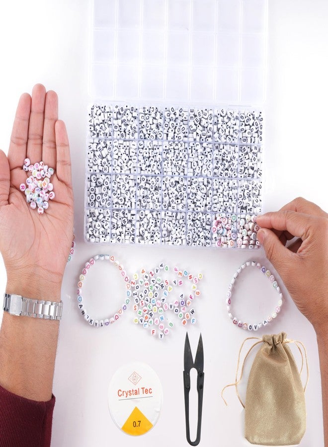 Ambitieux DIY Bracelet-Making Kit with 1100+ Clay Beads, 26 Alphabet Beads (Black & White), Smiley & Heart Emojis, Charms & Accessories - Complete Friend Ship Bracelet Jewelry Crafting Set - Image 3